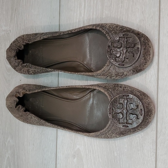 Tory Burch Womens Classic Reva brown distressed Leather Flats Ballet shoes sz 9M - Picture 3 of 12